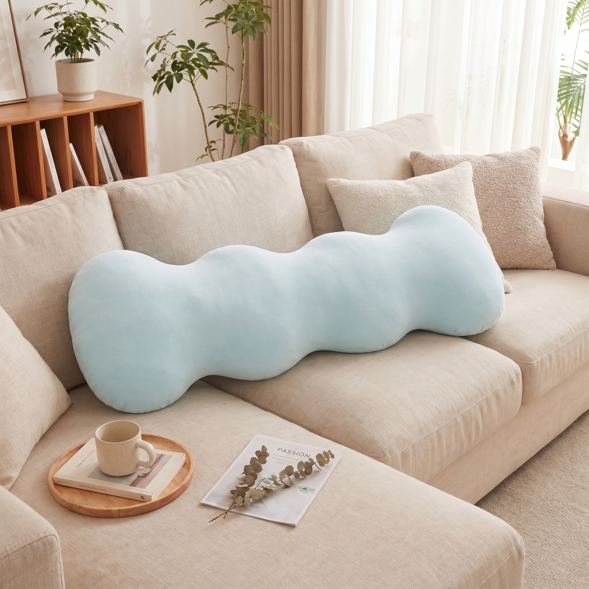 Ergonomic Wavy Cloud Cooling Body Pillow